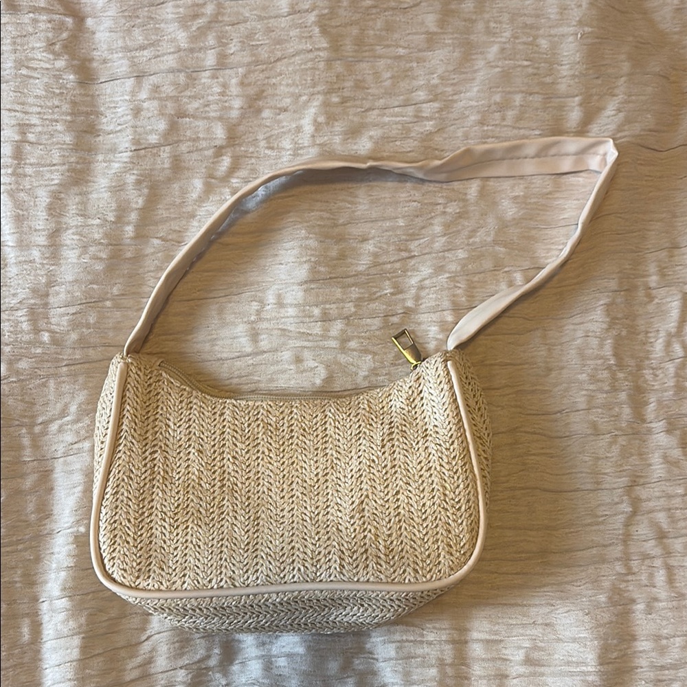 Elegant Tan Woven Shoulder Bag